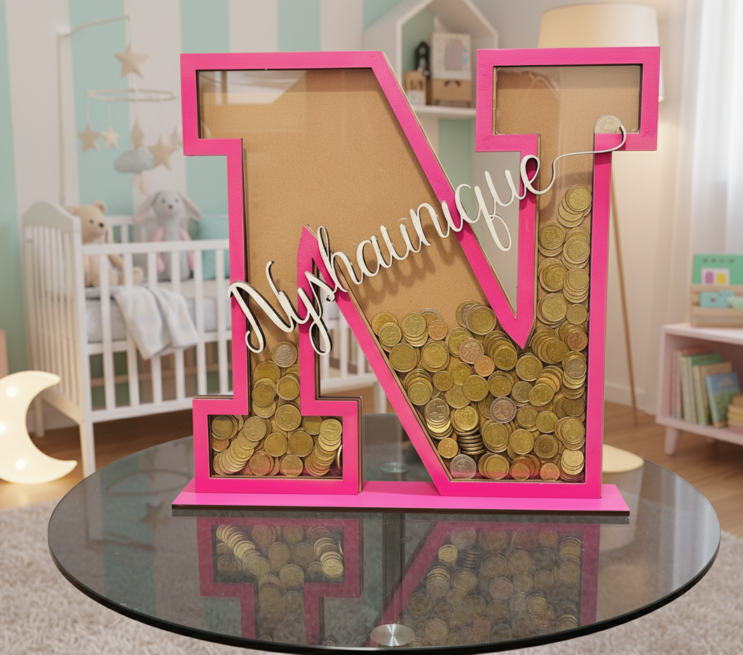 Personalized Girls or Boys Initial Piggy Bank