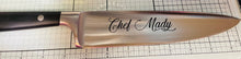 Load image into Gallery viewer, Engraved 8" Chef Knife, Custom Black Handle, Chef Gift