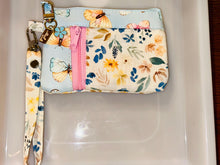 Load image into Gallery viewer, Blue Floral Mini Pouch || Coin Purse, Mini Pouch, Card Holder, Wallet Keychain, Mini Keyring Clutch