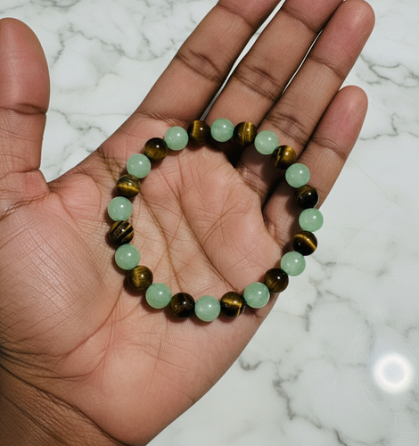 Money Wealth Success Bracelet Green Aventurine Crystal Tiger Eye - Calming Anxiety - Abundance Bracelet Wisdom - Crystal Prosperity Gemstone