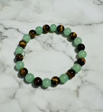 Load image into Gallery viewer, Money Wealth Success Bracelet Green Aventurine Crystal Tiger Eye - Calming Anxiety - Abundance Bracelet Wisdom - Crystal Prosperity Gemstone
