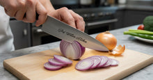 Load image into Gallery viewer, Engraved 8" Chef Knife, Custom Black Handle, Chef Gift