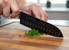 Load image into Gallery viewer, Engraved 8" Chef Knife, Custom Black Handle, Chef Gift