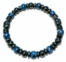 Load image into Gallery viewer, Black Hematite and Blue Agate Gemstone with Black Hematite Buddha head