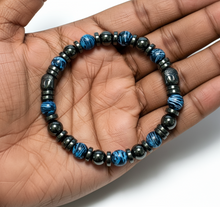 Load image into Gallery viewer, Black Hematite and Blue Agate Gemstone with Black Hematite Buddha head