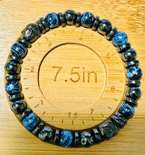 Load image into Gallery viewer, Black Hematite and Blue Agate Gemstone with Black Hematite Buddha head