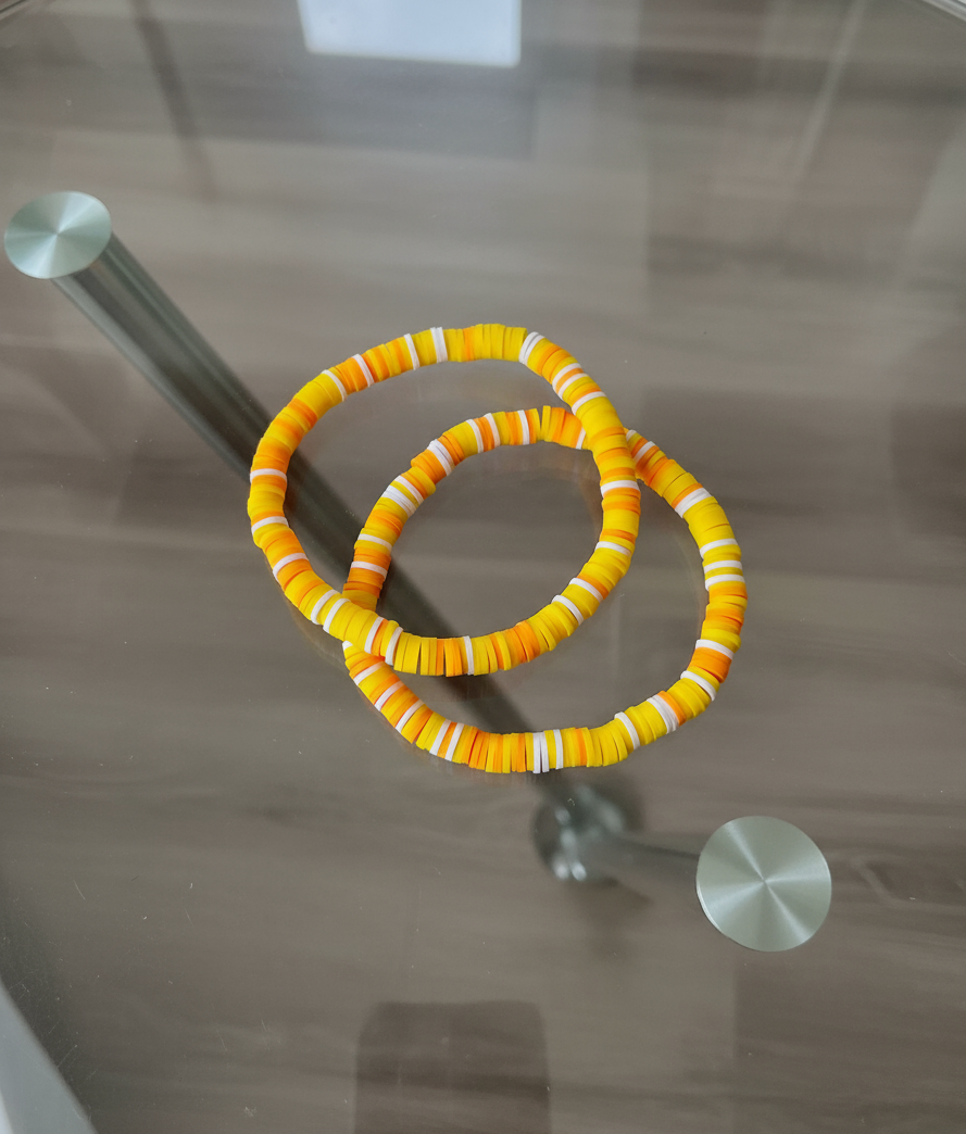 Handmade Sunrise Clay Heishi Bead Bracelet: One-of-a-Kind