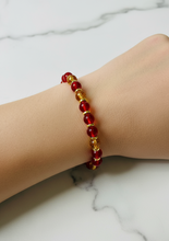 Load image into Gallery viewer, Red &amp; Yellow Crackle Bead Bracelet