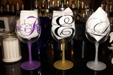 Load image into Gallery viewer, 16oz. Personalized Wine Glass, Wedding Party wine glass, Glitter wine glass, Baby Shower , Anniversary