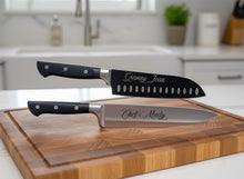 Load image into Gallery viewer, Engraved 8" Chef Knife, Custom Black Handle, Chef Gift
