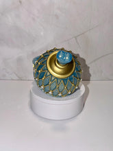 Load image into Gallery viewer, Blue Faberge Style Egg Trinket/ Jewelry Box Gold Tone Jewelry Keepsake Box Decorative Collectible Egg