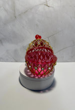 Load image into Gallery viewer, Blue Faberge Style Egg Trinket/ Jewelry Box Gold Tone Jewelry Keepsake Box Decorative Collectible Egg