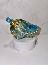 Load image into Gallery viewer, Blue Faberge Style Egg Trinket/ Jewelry Box Gold Tone Jewelry Keepsake Box Decorative Collectible Egg