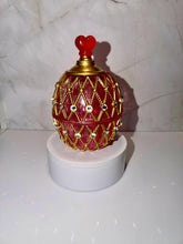 Load image into Gallery viewer, Blue Faberge Style Egg Trinket/ Jewelry Box Gold Tone Jewelry Keepsake Box Decorative Collectible Egg
