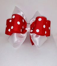Load image into Gallery viewer, Red &amp; White Polka Dot hair bow